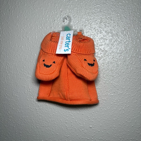 Carter's Other - New Orange Baby Pumpkin Hat and Bootie Set
